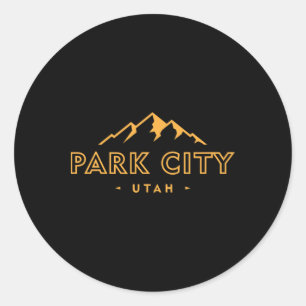Retro Park City Utah Mens Womens Souvenir Mountain Classic Round Sticker