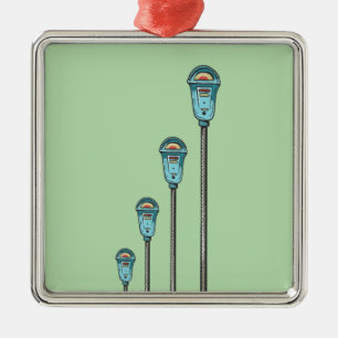 Retro parking meter metal tree decoration