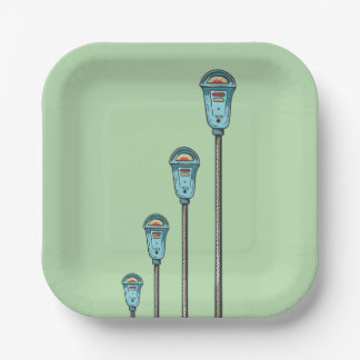Retro parking meter paper plate