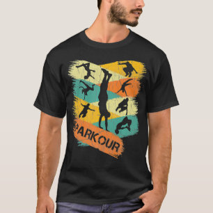 Retro Parkour for Boys Silhouette Vintage Free Ru T-Shirt