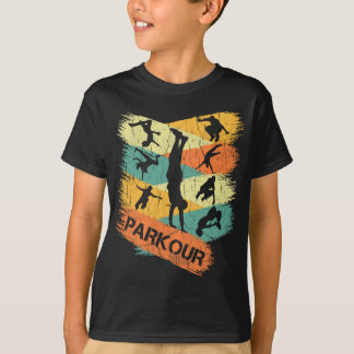 Retro Parkour  for Boys Silhouette Vintage Free Ru T-Shirt