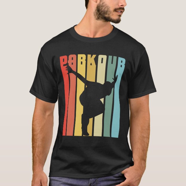 Retro Parkour Gift City Free Running Jump T-Shirt (Front)