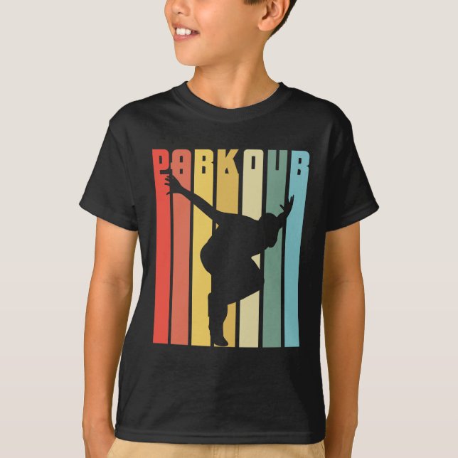Retro Parkour Gift City Free Running Jump T-Shirt (Front)