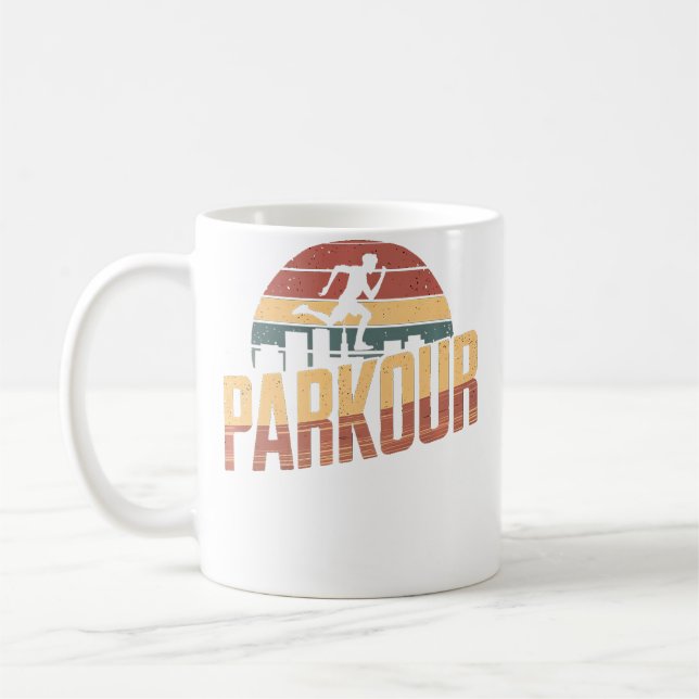 Retro Parkour Runner Coffee Mug (Left)