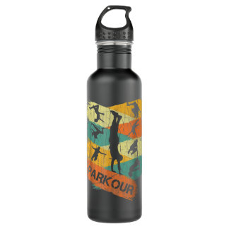 Retro Parkour Shirt for Boys Silhouette Vintage Fr 710 Ml Water Bottle