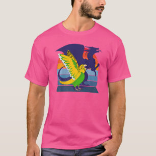 Retro Parrot I Winged Dragon I Screaming Yellow Bu T-Shirt