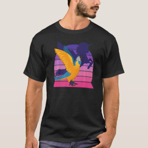 Retro Parrot I Winged Unicorn I Blue throated Maca T-Shirt