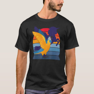 Retro Parrot I Winged Unicorn I Blue throated Maca T-Shirt