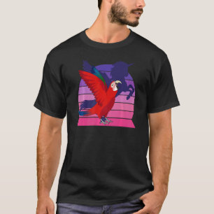 Retro Parrot I Winged Unicorn I Green winged Macaw T-Shirt