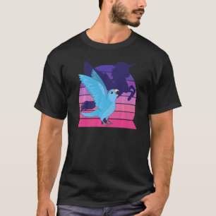 Retro Parrot I Winged Unicorn I Screaming Blue Par T-Shirt