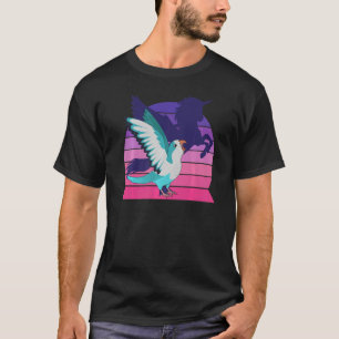 Retro Parrot I Winged Unicorn I Screaming Blue Qua T-Shirt