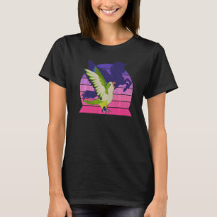 Retro Parrot I Winged Unicorn I Screaming Green Qu T-Shirt