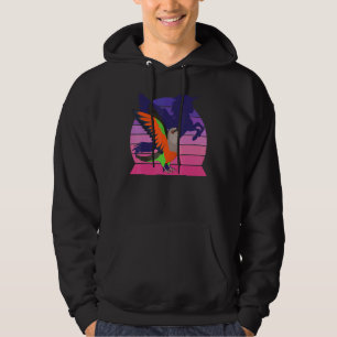 Retro Parrot I Winged Unicorn I Screaming Red Bell Hoodie