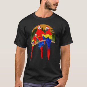 Retro Parrots Jungle Animal Tropical Bird Macaw T-Shirt