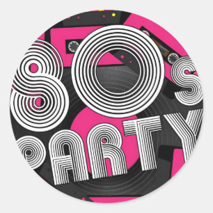 Retro Party Background Classic Round Sticker
