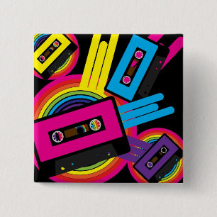 Retro Party Design 15 Cm Square Badge