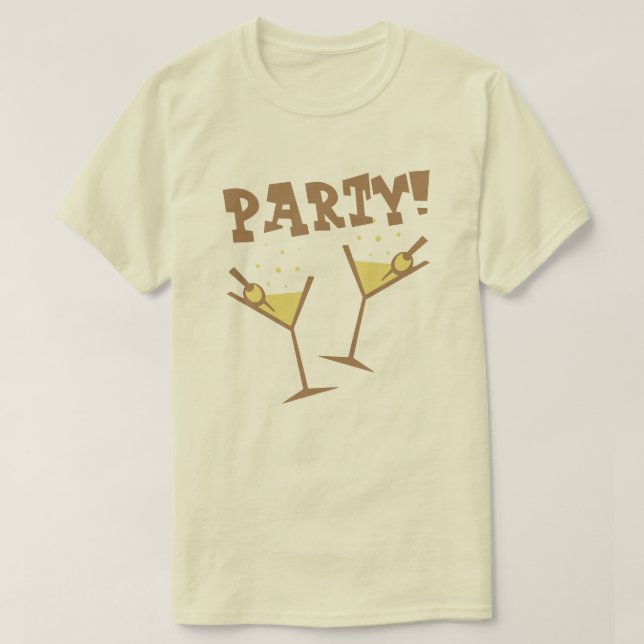 Retro Party Drinks Brown T-Shirt (Design Front)