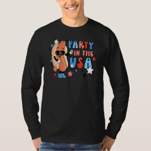 Retro Party In The Usa Hot Dog Fourth Of July Patr T-Shirt