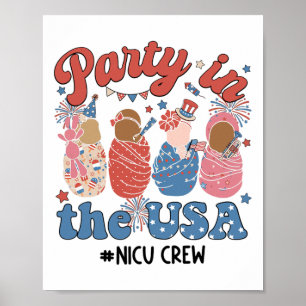 Retro Party In The Usa Nicu Crew 4th Of July Nicu Poster