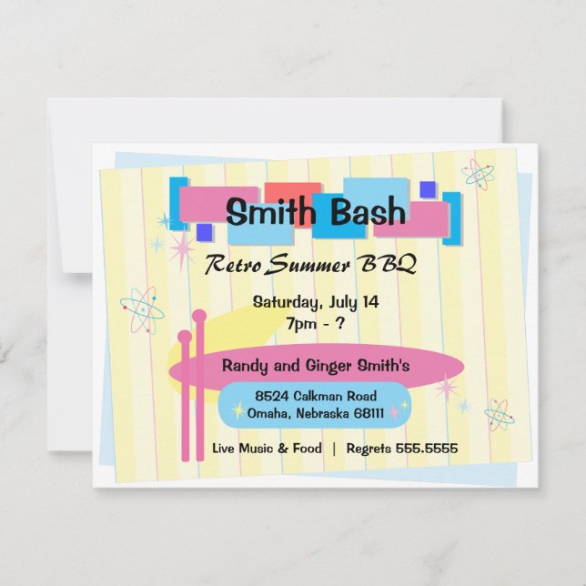 Retro Party Invite Postcard (Front)
