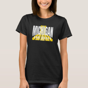 Retro Party Michigan Yellow & White Cool Michigan  T-Shirt