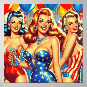 Retro Party Pin-ups Poster