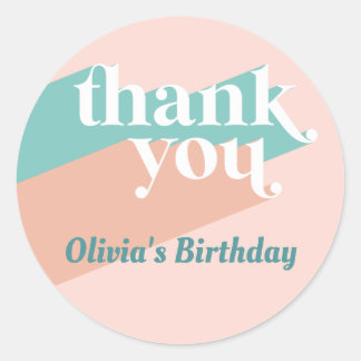 Retro Party Thank You Classic Round Sticker
