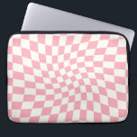 Retro Pastel Baby Pink Checks Warped Chequerboard  Laptop Sleeve<br><div class="desc">Perfect warped chequered design. Modern warped checkers. This nice retro psychedelic design takes you to the wonderland. Warped checks in pastel colours. Twirl and swirl,  twist checks,  chequered pattern</div>
