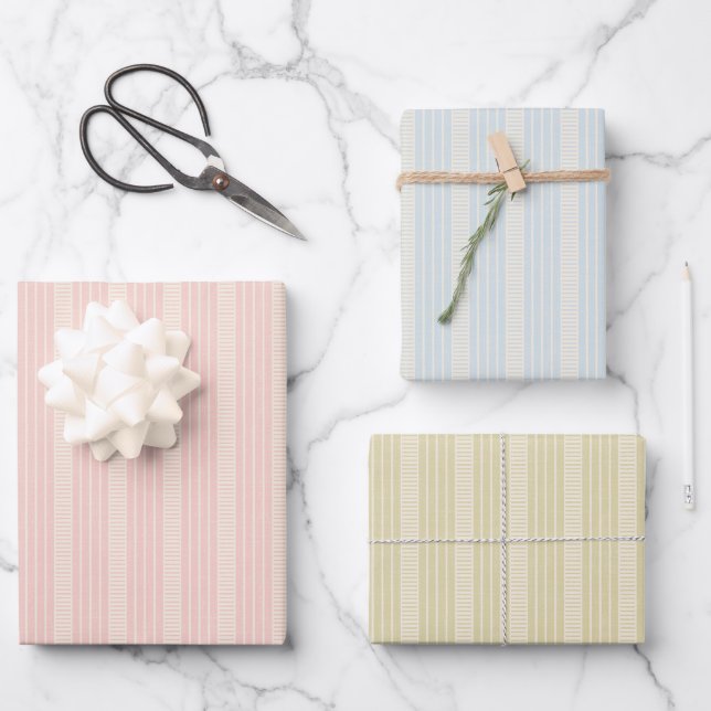 Retro pastel boho wrapping paper for Christmas (Front)