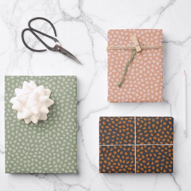 Retro pastel boho wrapping paper for Christmas (Front)