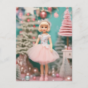 Retro Pastel Christmas Doll Postcard