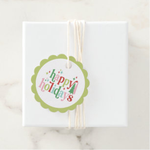Retro Pastel Christmas   Happy Holidays Favour Tags