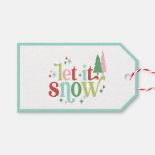 Retro Pastel Christmas Let it Snow Gift Tags