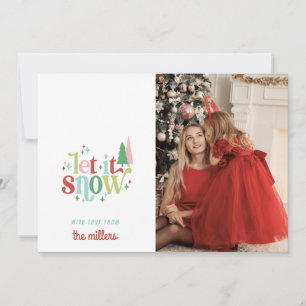Retro Pastel Christmas   Let it Snow Holiday Card