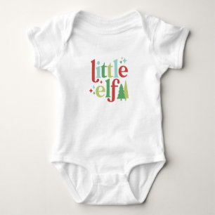 Retro Pastel Christmas Little Elf Baby Bodysuit