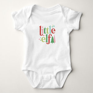 Retro Pastel Christmas Little Elf Baby Bodysuit