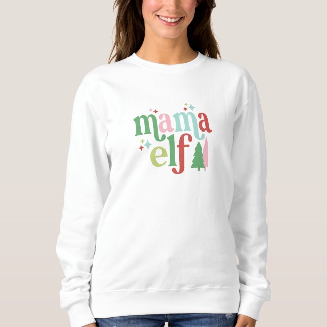 Retro Pastel Christmas | Mama Elf Sweatshirt (Front)