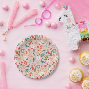Retro Pastel Christmas Paper Plate