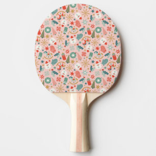 Retro Pastel Christmas Ping Pong Paddle