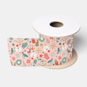 Retro Pastel Christmas Satin Ribbon