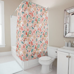 Retro Pastel Christmas  Shower Curtain