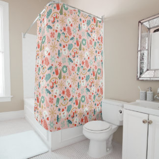 Retro Pastel Christmas  Shower Curtain