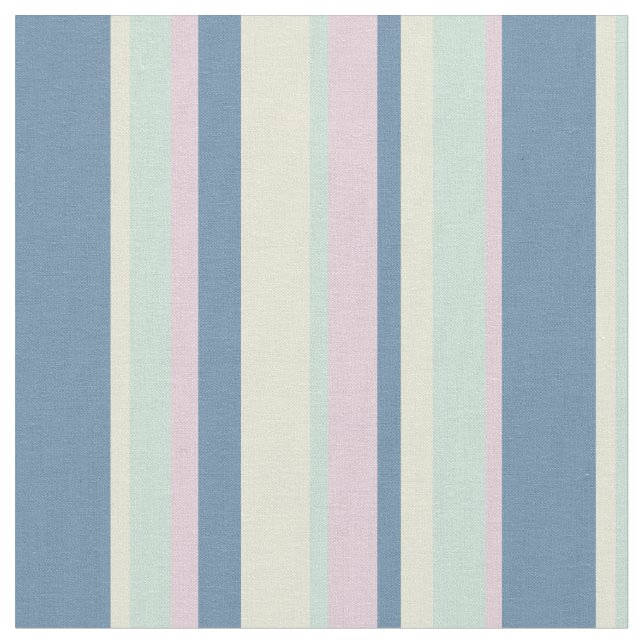 Retro Pastel Colour Stripes Vintage Beach Bars Fabric (Close Up)