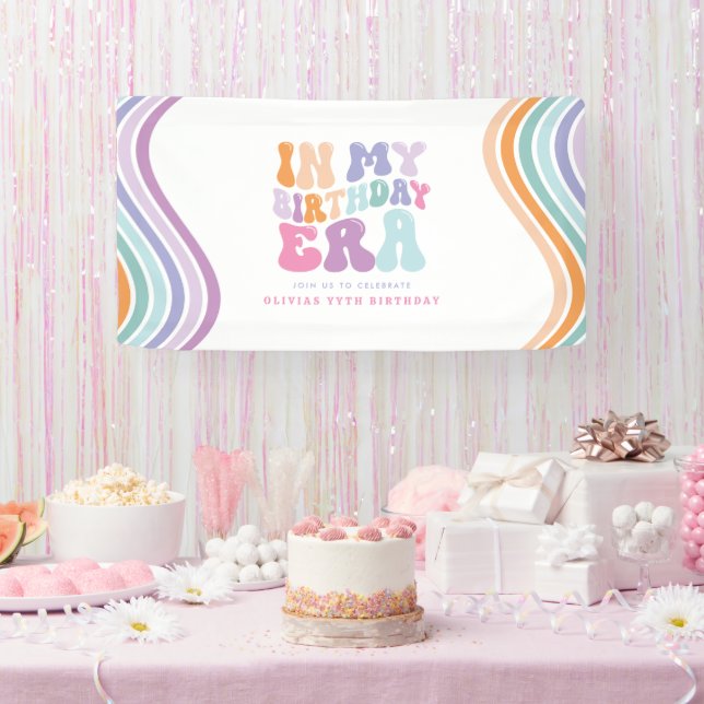 Retro pastel colourful modern birthday era  banner (Party)