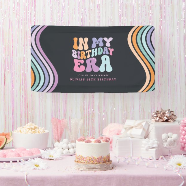 Retro pastel colourful modern birthday era  banner (Party)