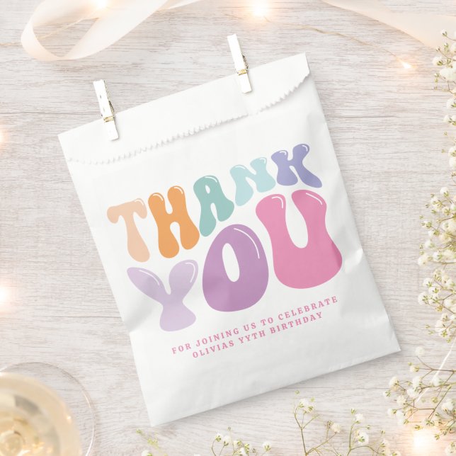 Retro pastel colourful modern birthday era  favour bags (Clipped)