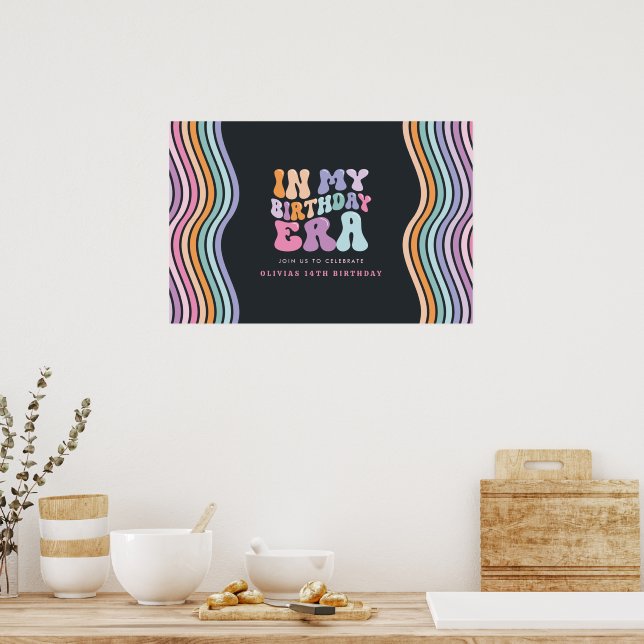 Retro pastel colourful modern birthday era  poster (Kitchen)