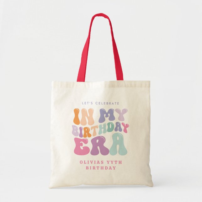 Retro pastel colourful modern birthday era  tote bag (Front)
