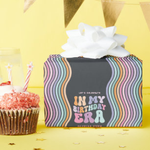 Retro pastel colourful modern birthday era  wrapping paper