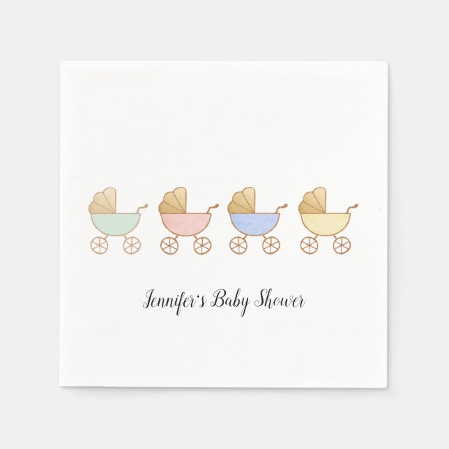 Retro Pastel Colours Carriages Parade Baby Shower Napkin (Front)
